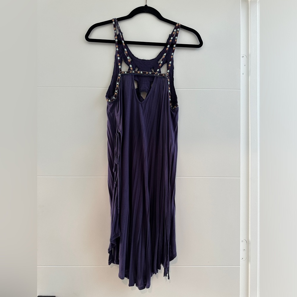 Free People Purple Beaded Boho Festival Tunic Bikini Cover-Up Top Size S - Picture 12 of 14